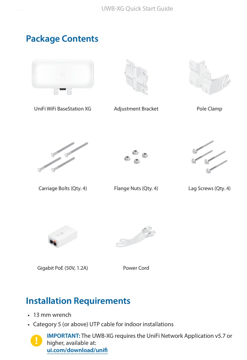 UBIQUITI UNIFI WIFI BASESTATION XG QUICK START MANUAL Pdf Download
