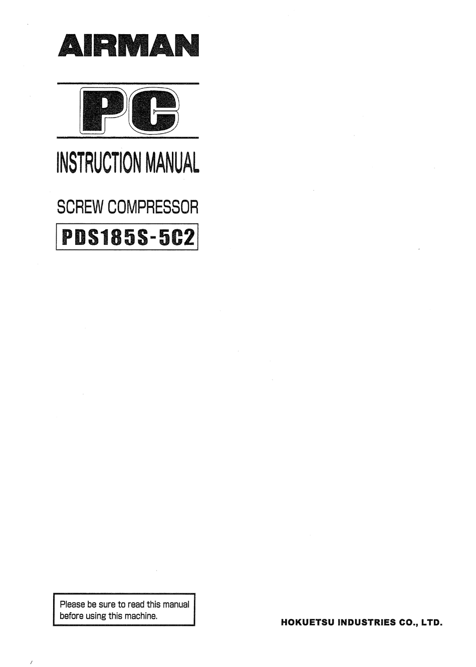 AIRMAN PDS185S5C2 INSTRUCTION MANUAL Pdf Download ManualsLib