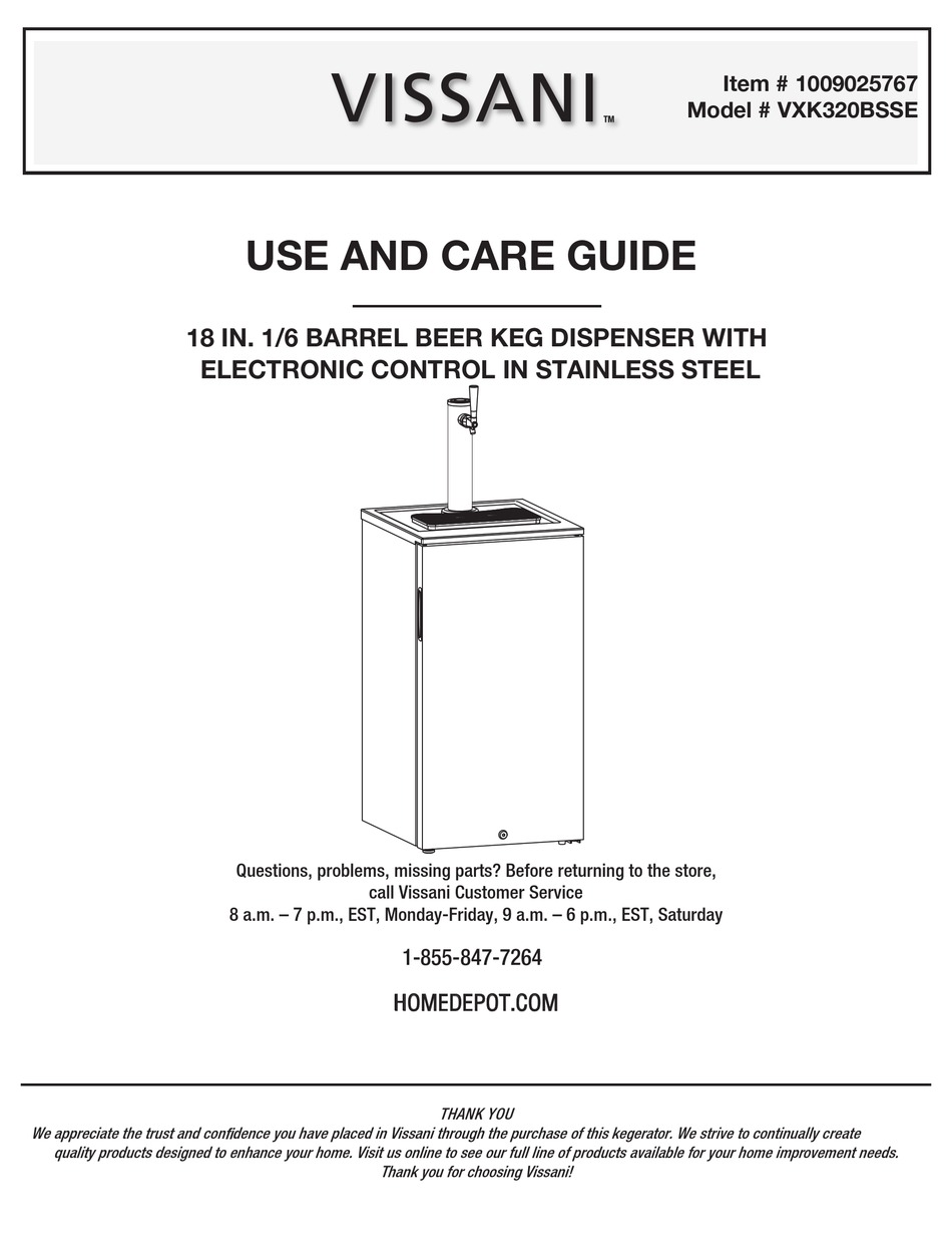 VISSANI VXK320BSSE USE AND CARE MANUAL Pdf Download ManualsLib