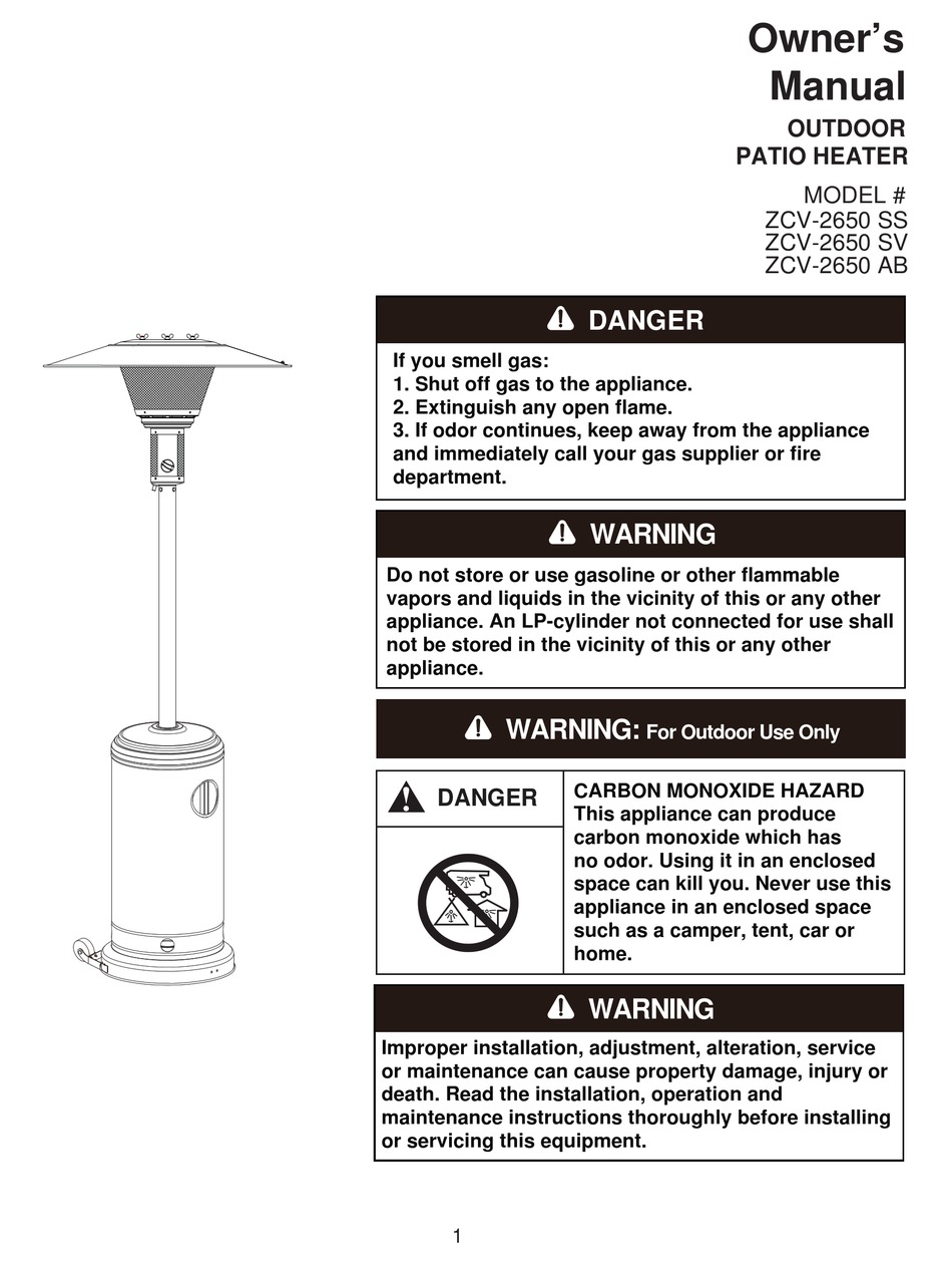 GARDEN SUN HEATER ZCV2650 SS OWNER'S MANUAL Pdf Download ManualsLib