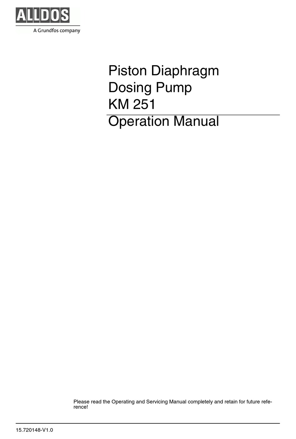 GRUNDFOS ALLDOS KM 251 OPERATION MANUAL Pdf Download ManualsLib