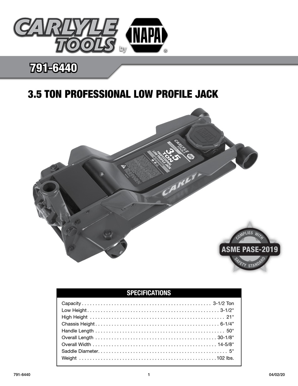 CARLYLE TOOLS NAPA 7916440 MANUAL Pdf Download ManualsLib