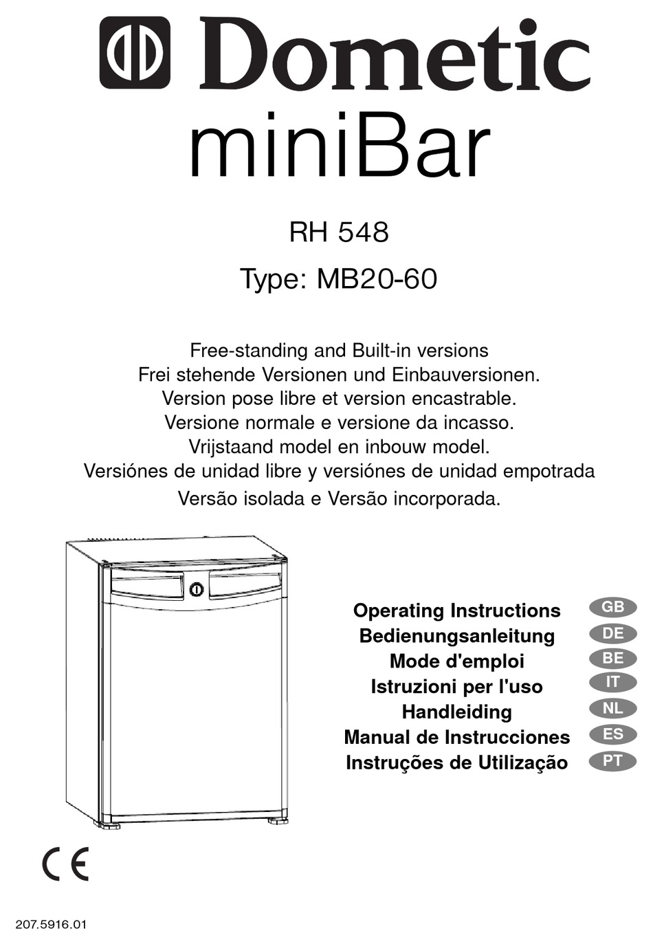 DOMETIC MINIBAR RH 548 OPERATING INSTRUCTIONS MANUAL Pdf Download