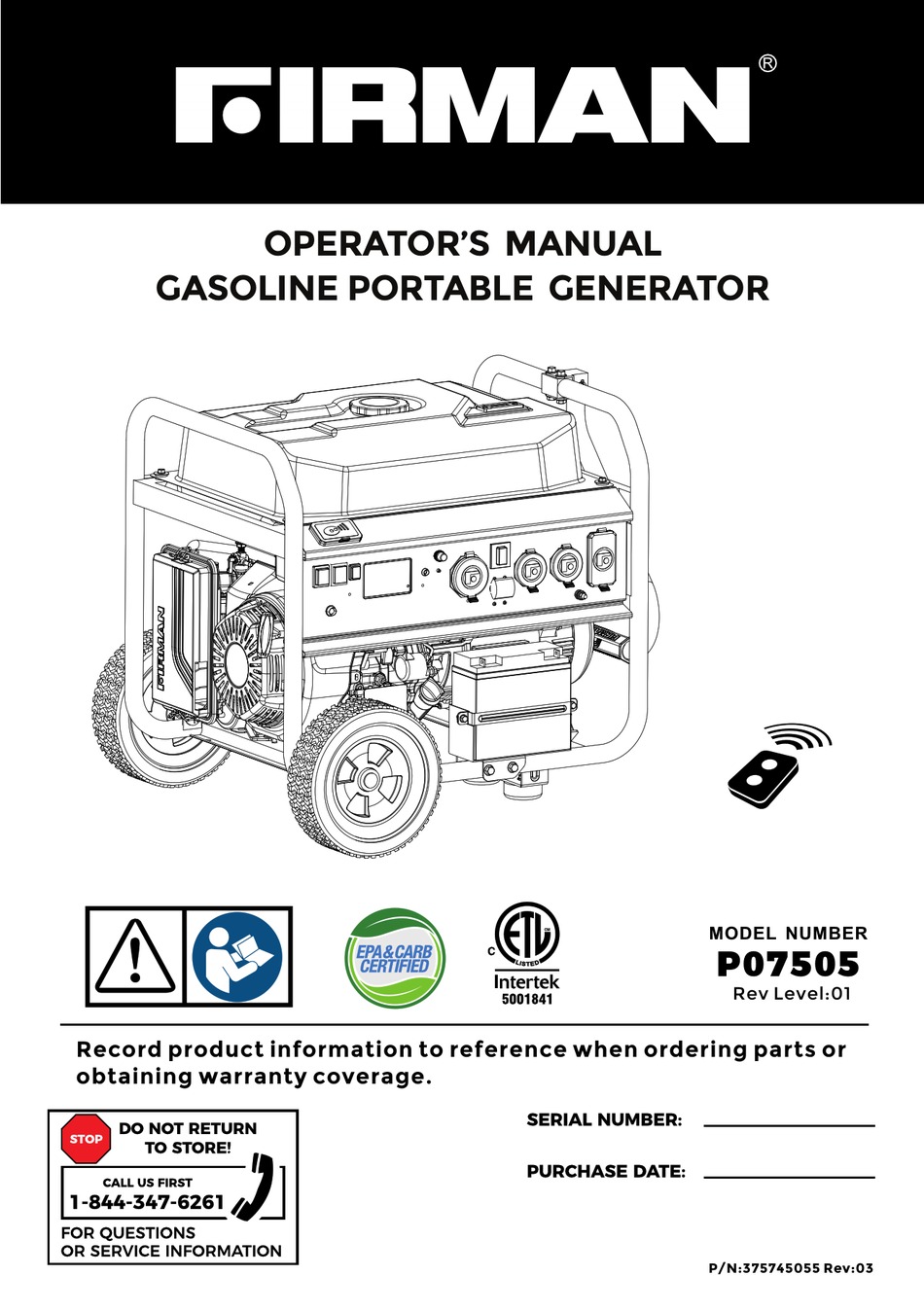 FIRMAN P07505 OPERATOR