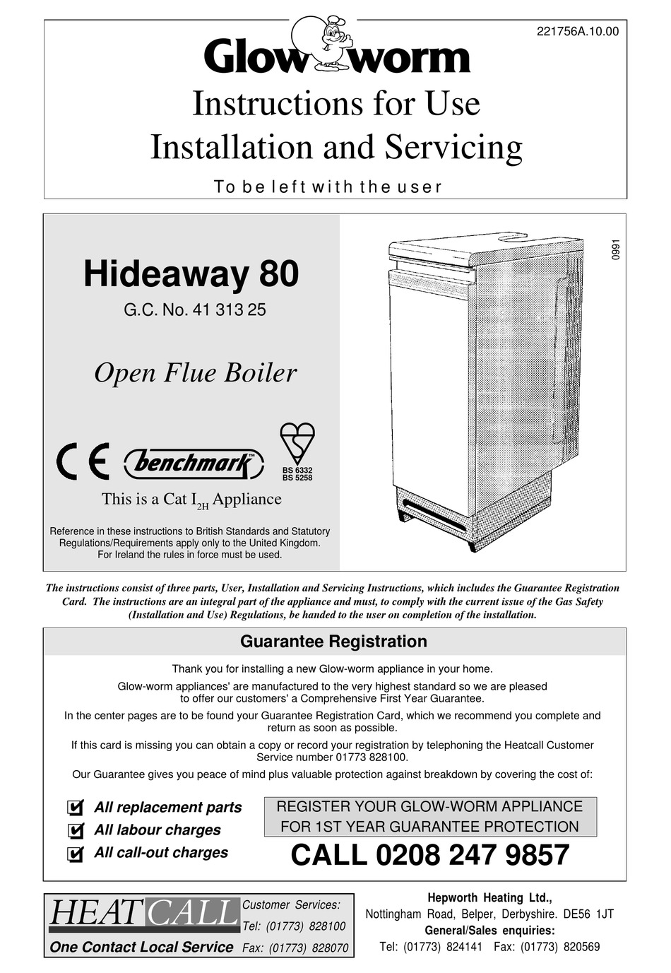 GLOWWORM HIDEAWAY 80 INSTRUCTIONS FOR USE INSTALLATION AND SERVICING