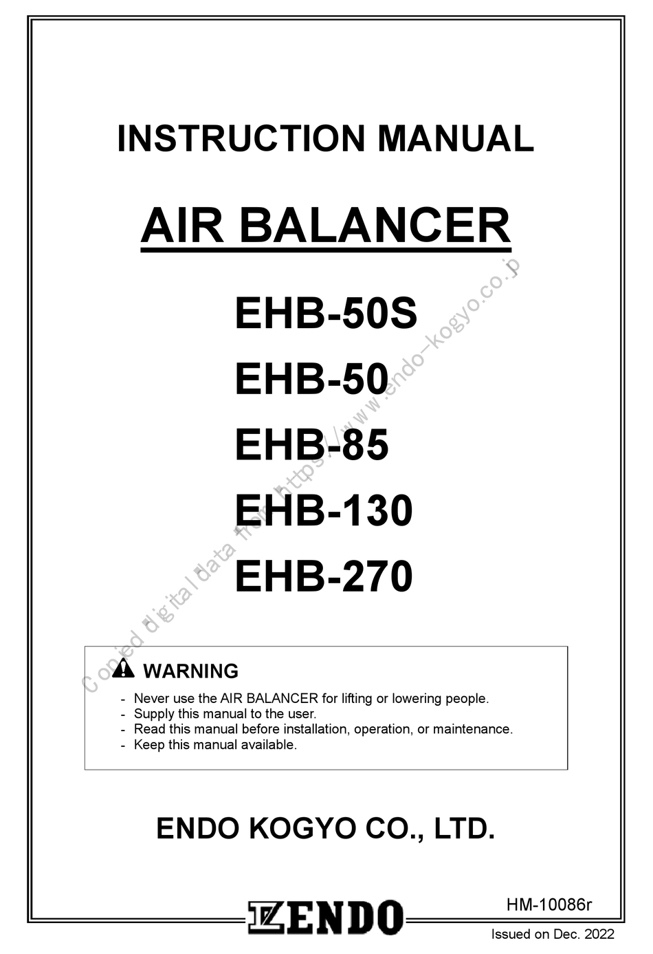 ENDO EHB50S INSTRUCTION MANUAL Pdf Download ManualsLib