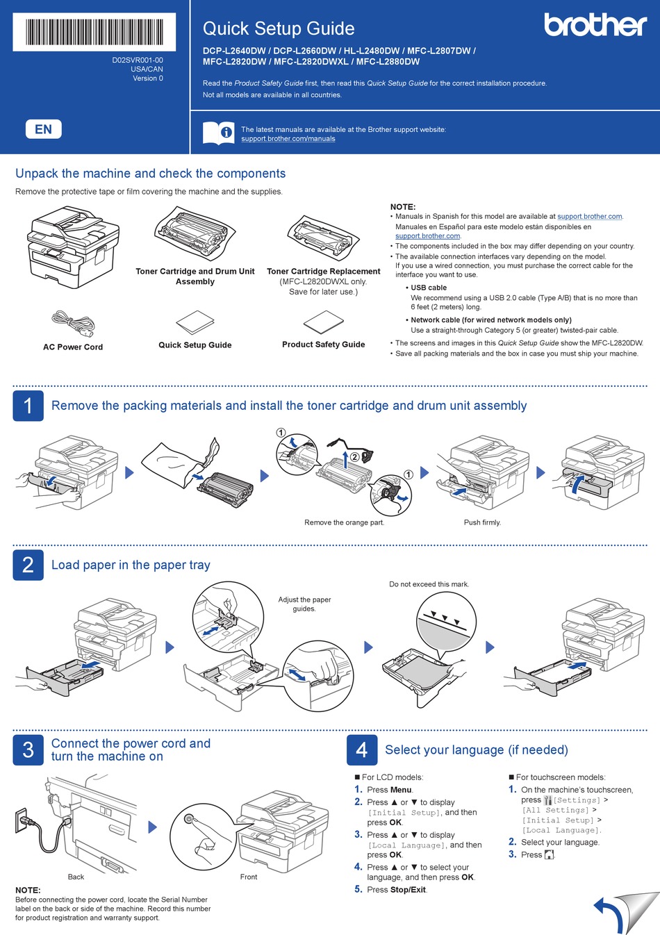 BROTHER DCPL2640DW QUICK SETUP MANUAL Pdf Download ManualsLib