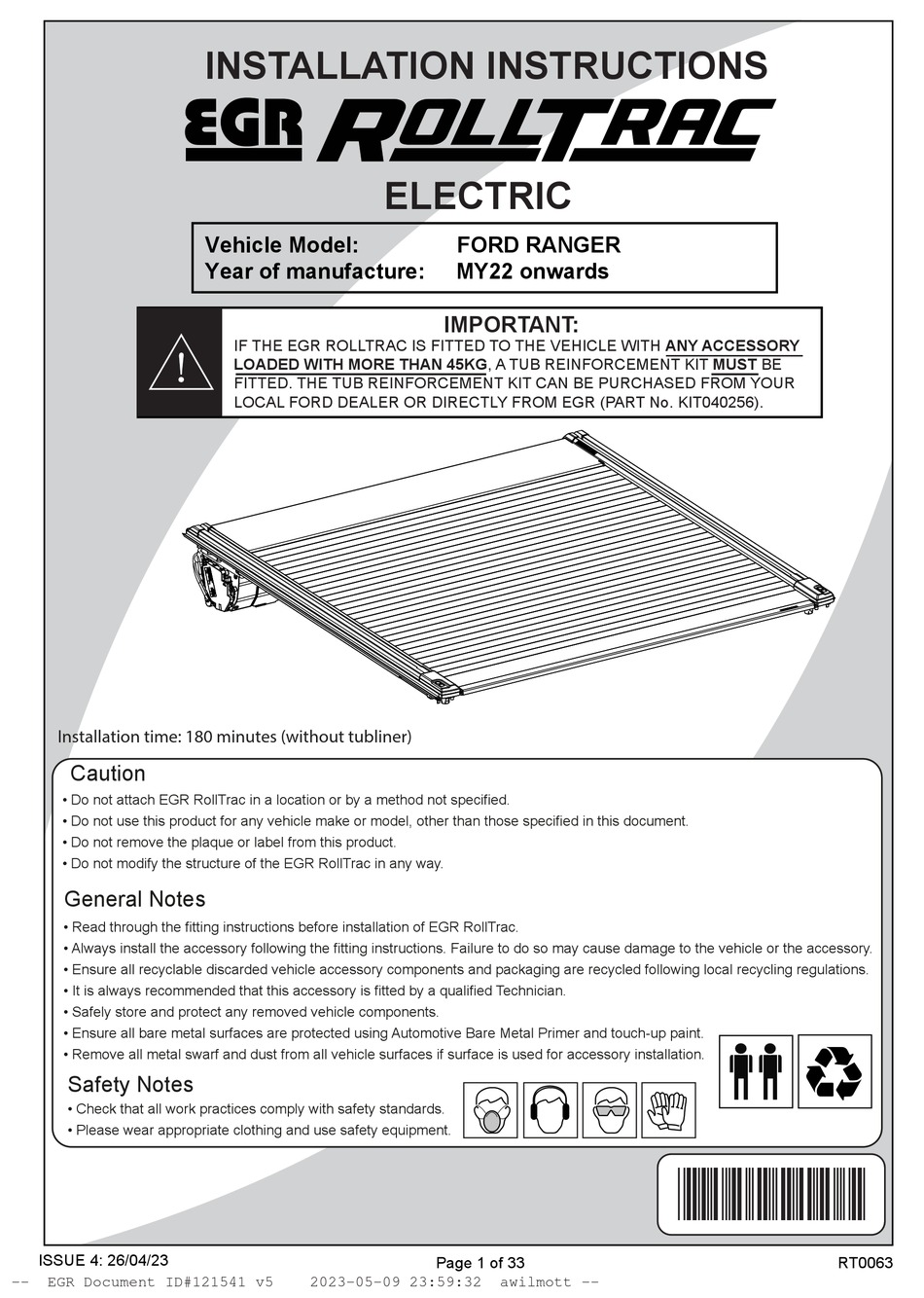 EGR ROLLTRAC INSTALLATION INSTRUCTIONS MANUAL Pdf Download ManualsLib
