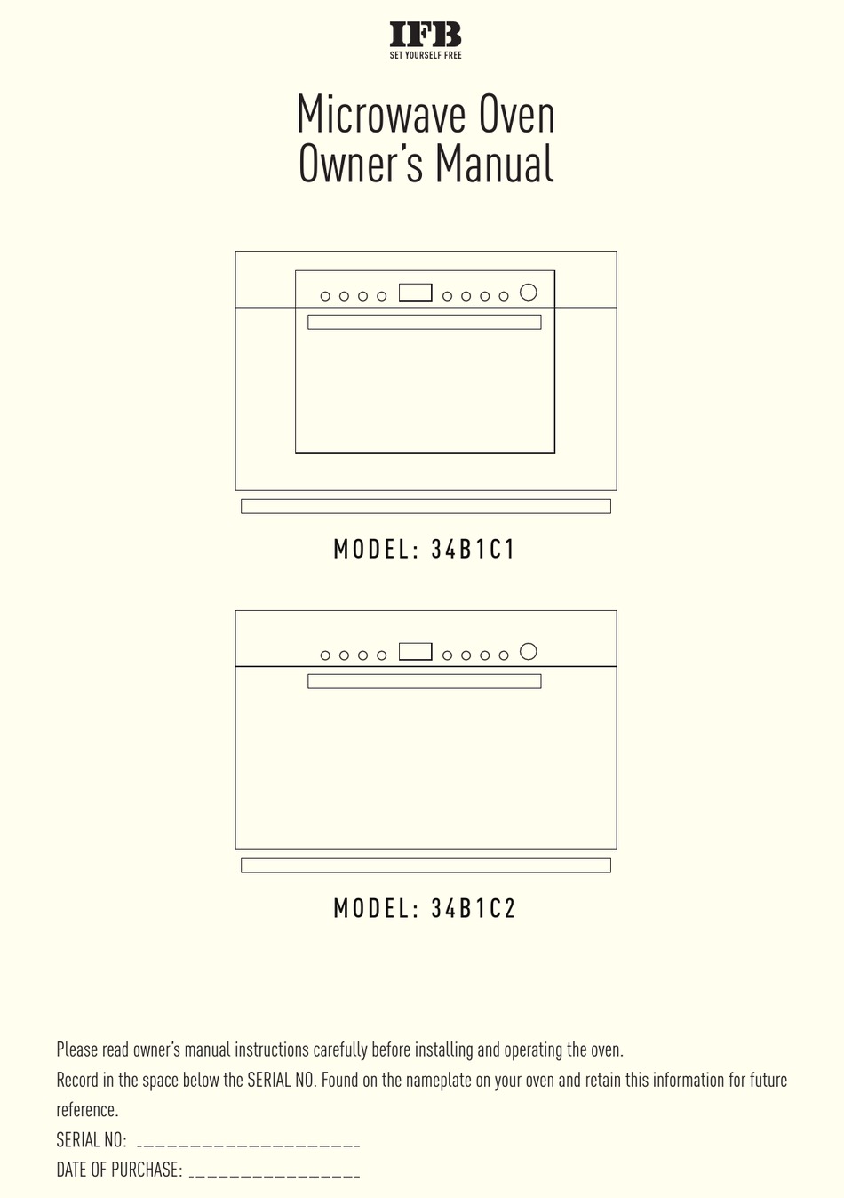 IFB 34B1C1 OWNER'S MANUAL Pdf Download ManualsLib