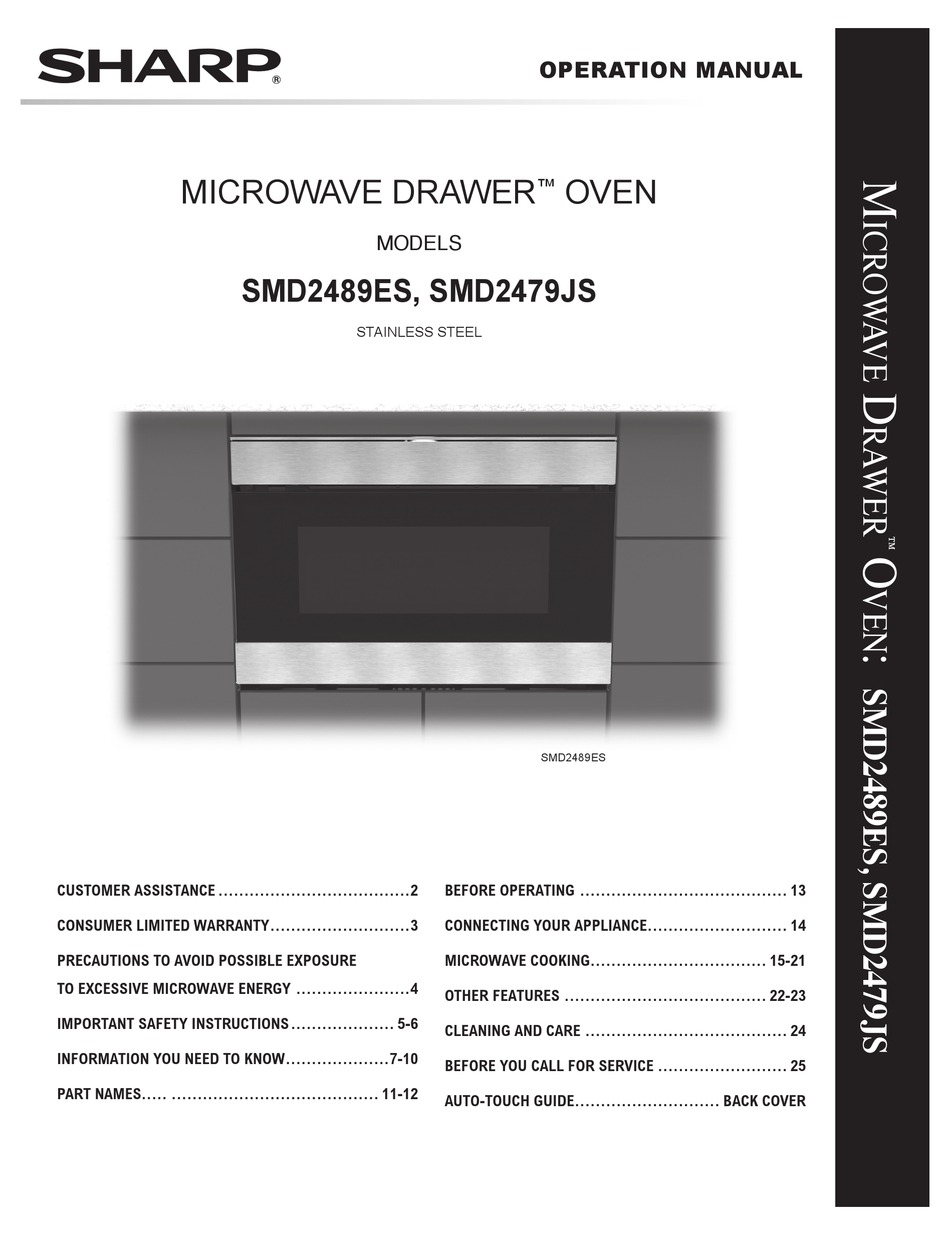 SHARP MICROWAVE DRAWER SMD2489ES OPERATION MANUAL Pdf Download ManualsLib