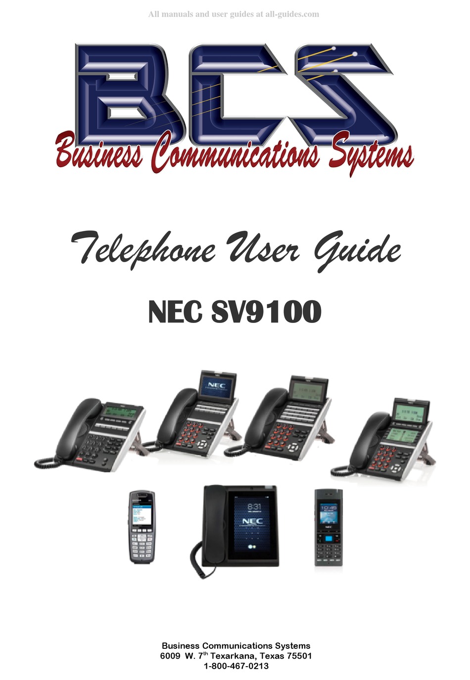 BCS NEC SV9100 USER MANUAL Pdf Download | ManualsLib