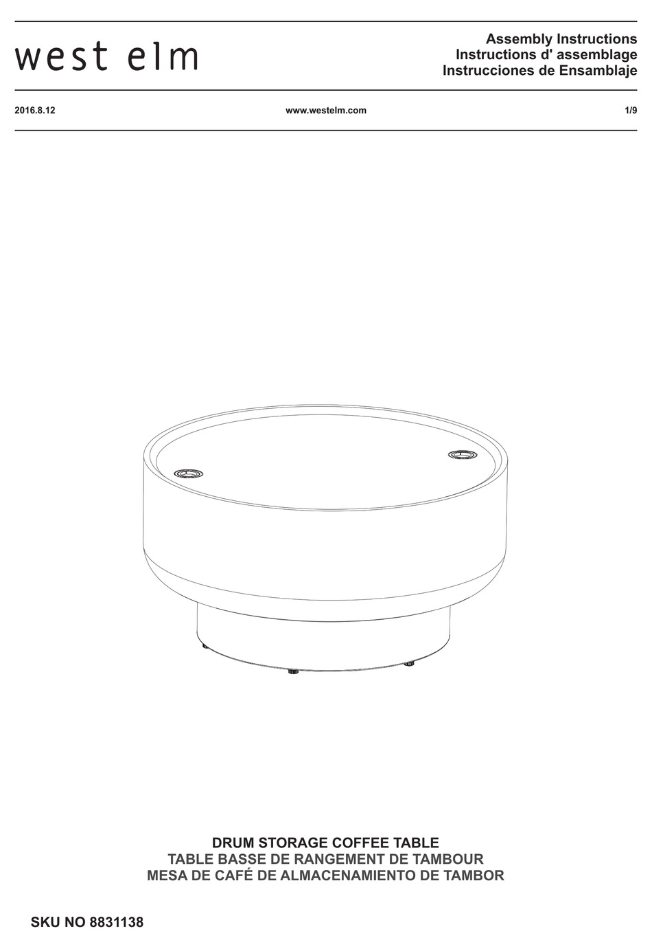 WEST ELM 8831138 ASSEMBLY INSTRUCTIONS MANUAL Pdf Download ManualsLib