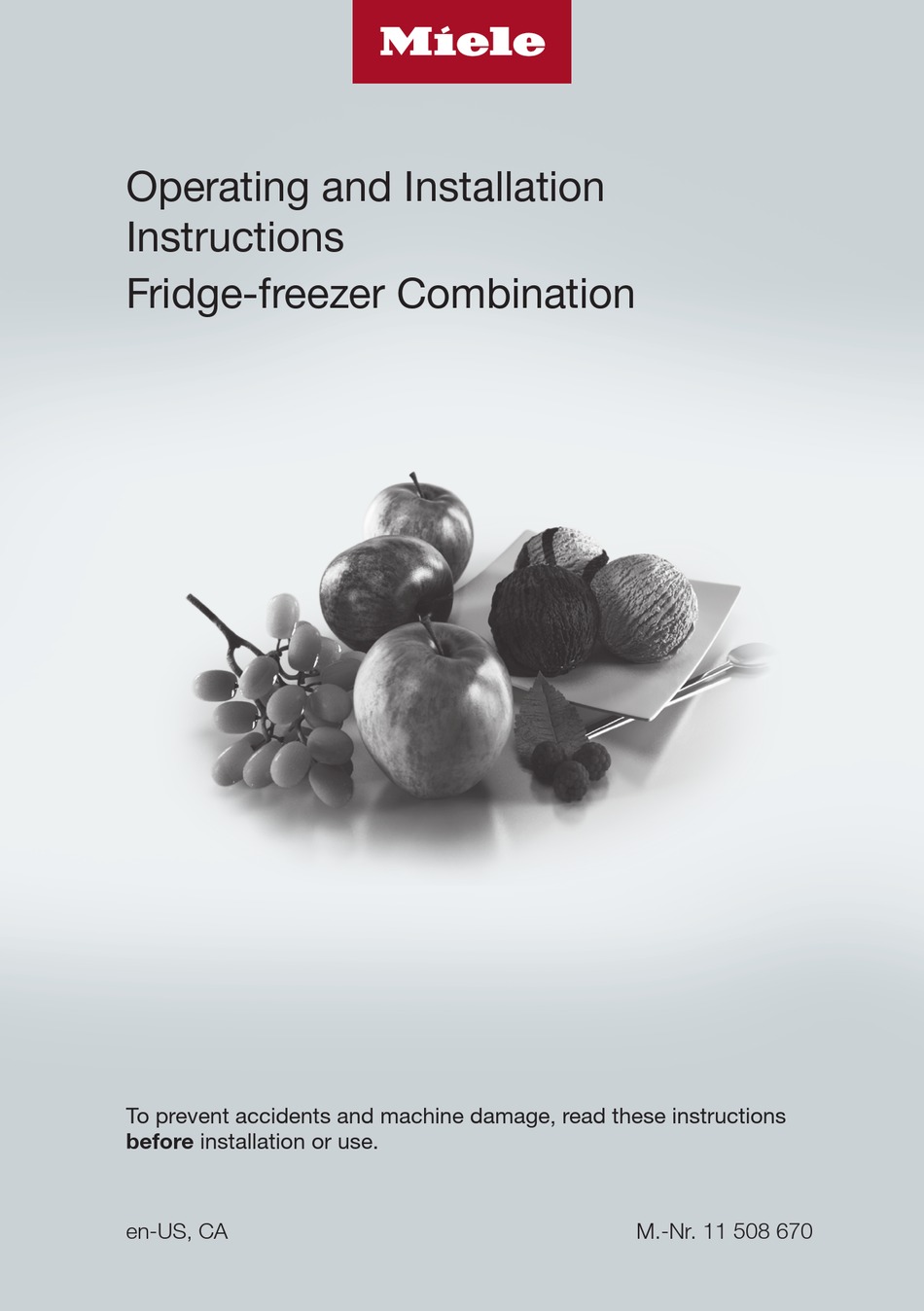 MIELE MASTERCOOL KF2902VI OPERATING AND INSTALLATION INSTRUCTIONS Pdf