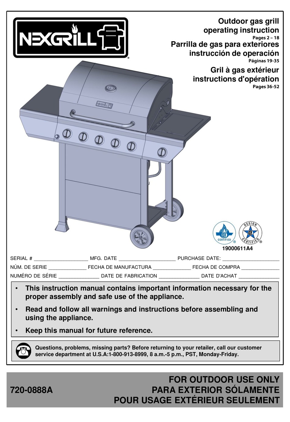 NEXGRILL DELUXE 7200888A OPERATING INSTRUCTION Pdf Download ManualsLib