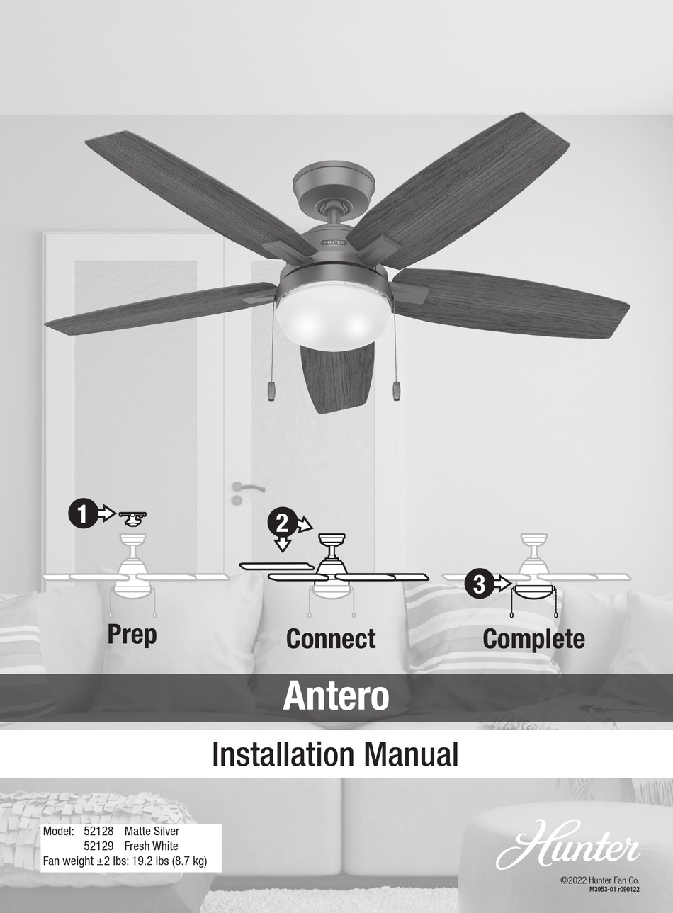 HUNTER ANTERO 52128 INSTALLATION MANUAL Pdf Download ManualsLib
