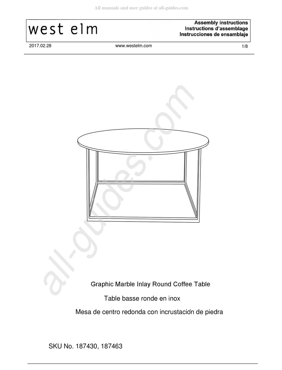 WEST ELM 187463 ASSEMBLY INSTRUCTIONS MANUAL Pdf Download ManualsLib