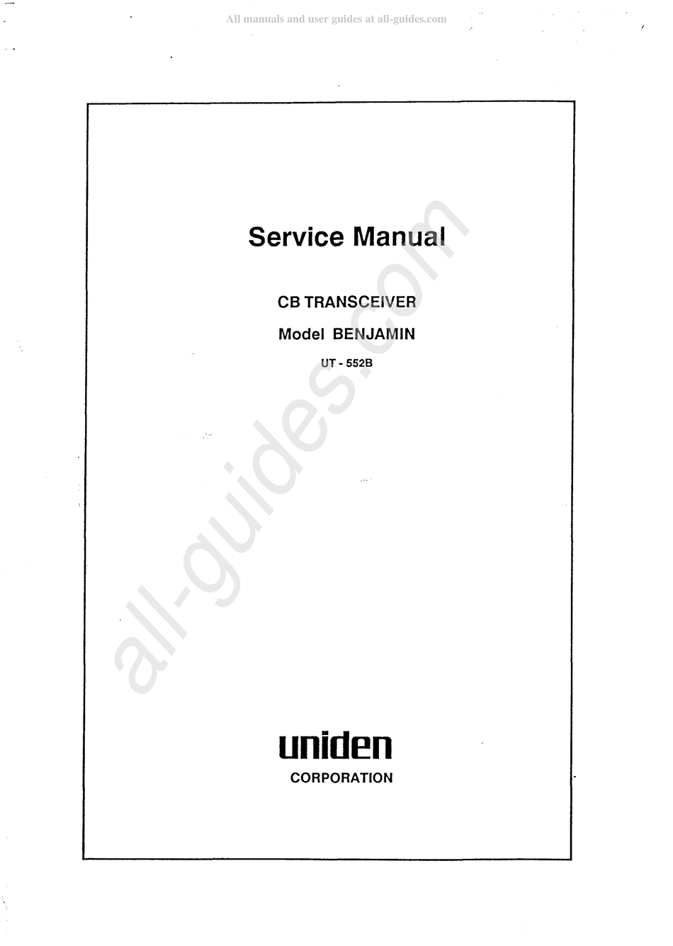 UNIDEN BENJAMIN SERVICE MANUAL Pdf Download | ManualsLib