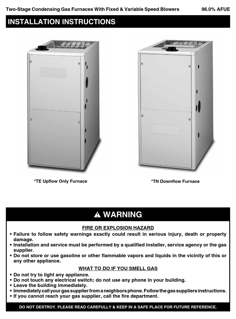 NORTEK FG7TEFS INSTALLATION INSTRUCTIONS MANUAL Pdf Download ManualsLib