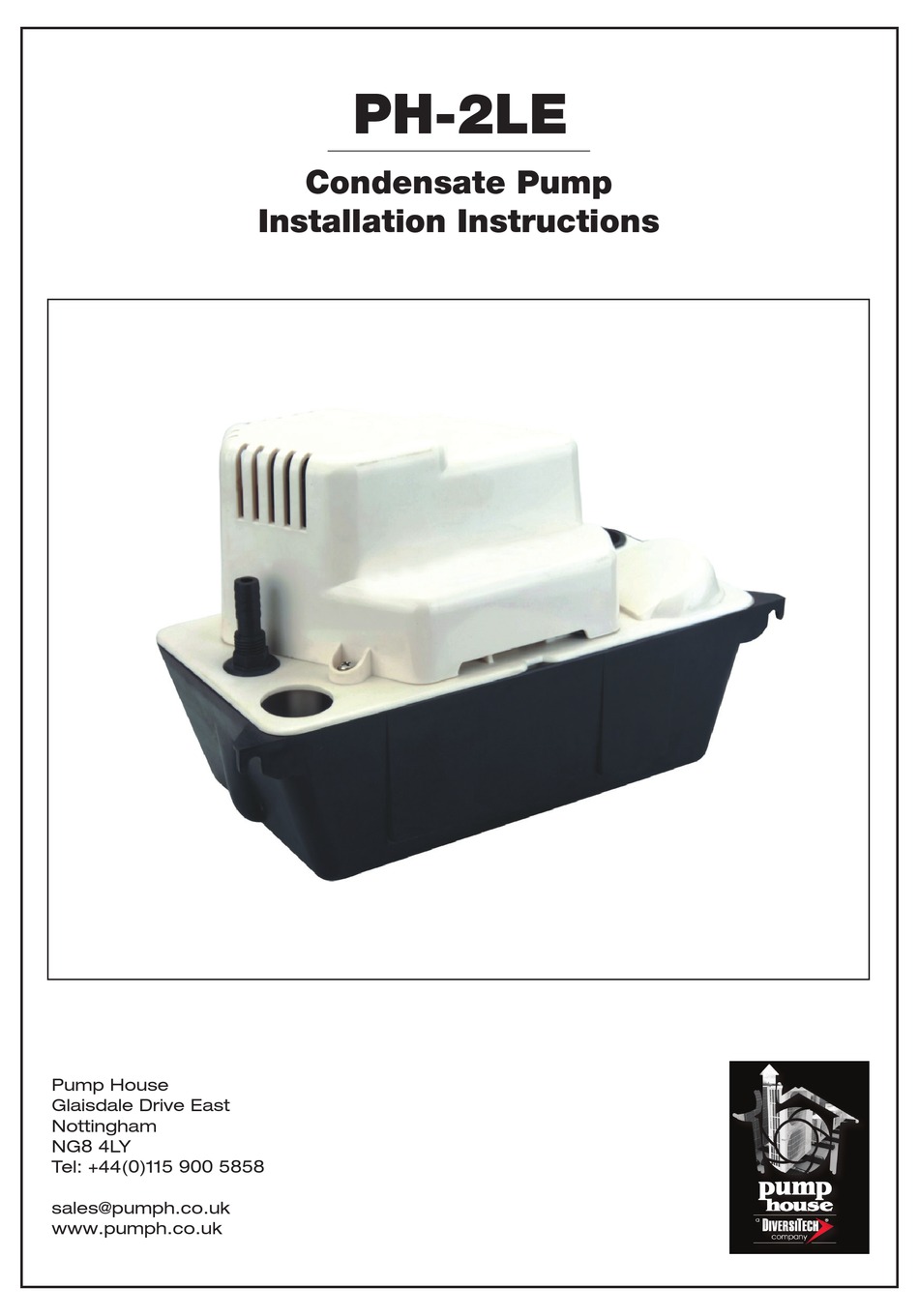 DIVERSITECH PUMP HOUSE PH2LE INSTALLATION INSTRUCTIONS Pdf Download