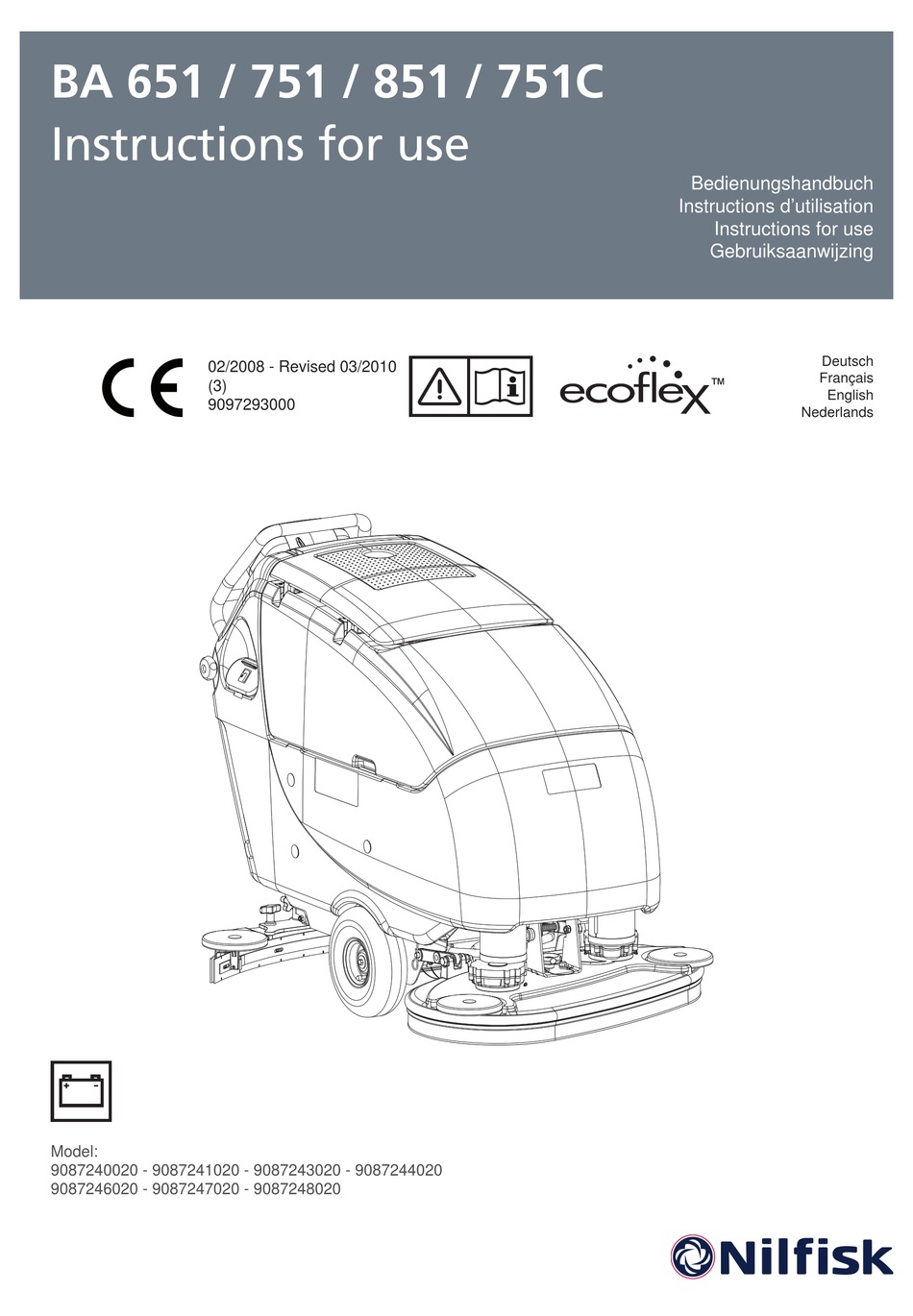 NILFISKADVANCE 9087240020 INSTRUCTIONS FOR USE MANUAL Pdf Download