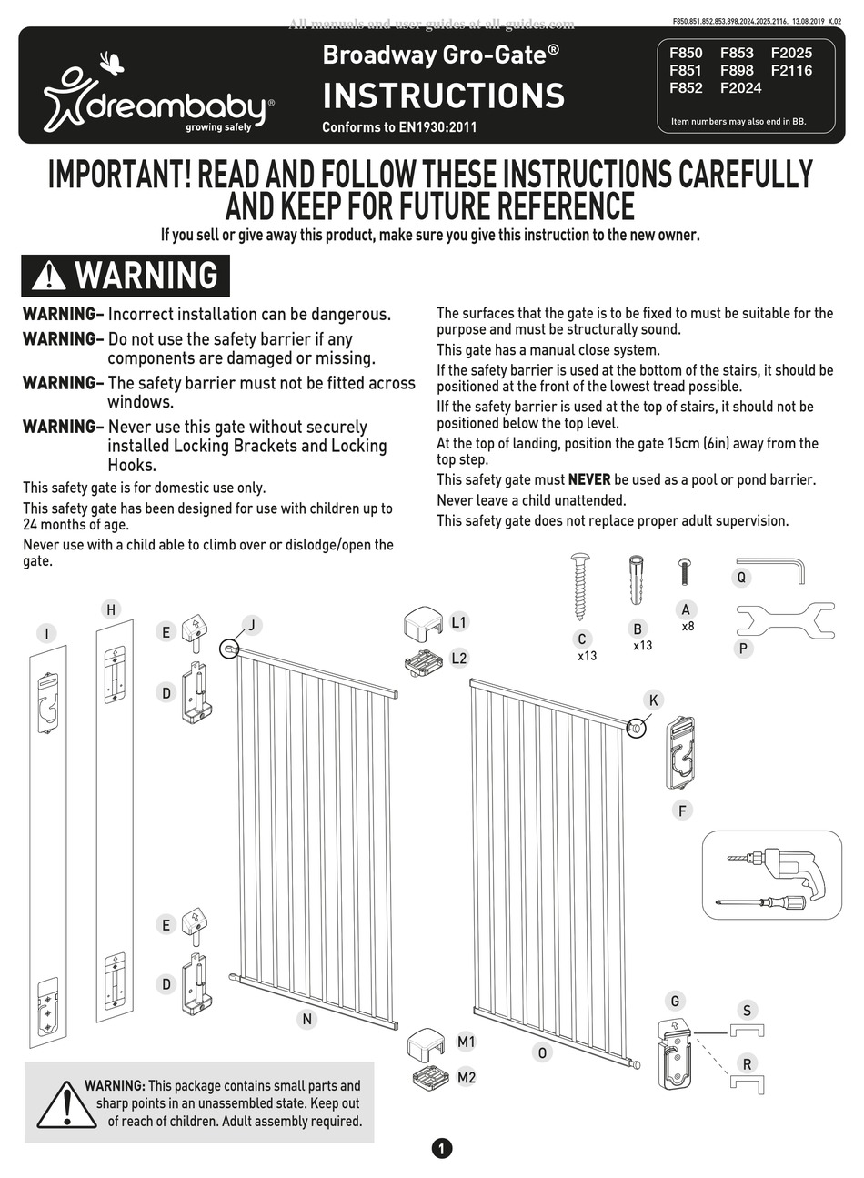 DREAMBABY BROADWAY GROGATE F850 INSTRUCTIONS MANUAL Pdf Download