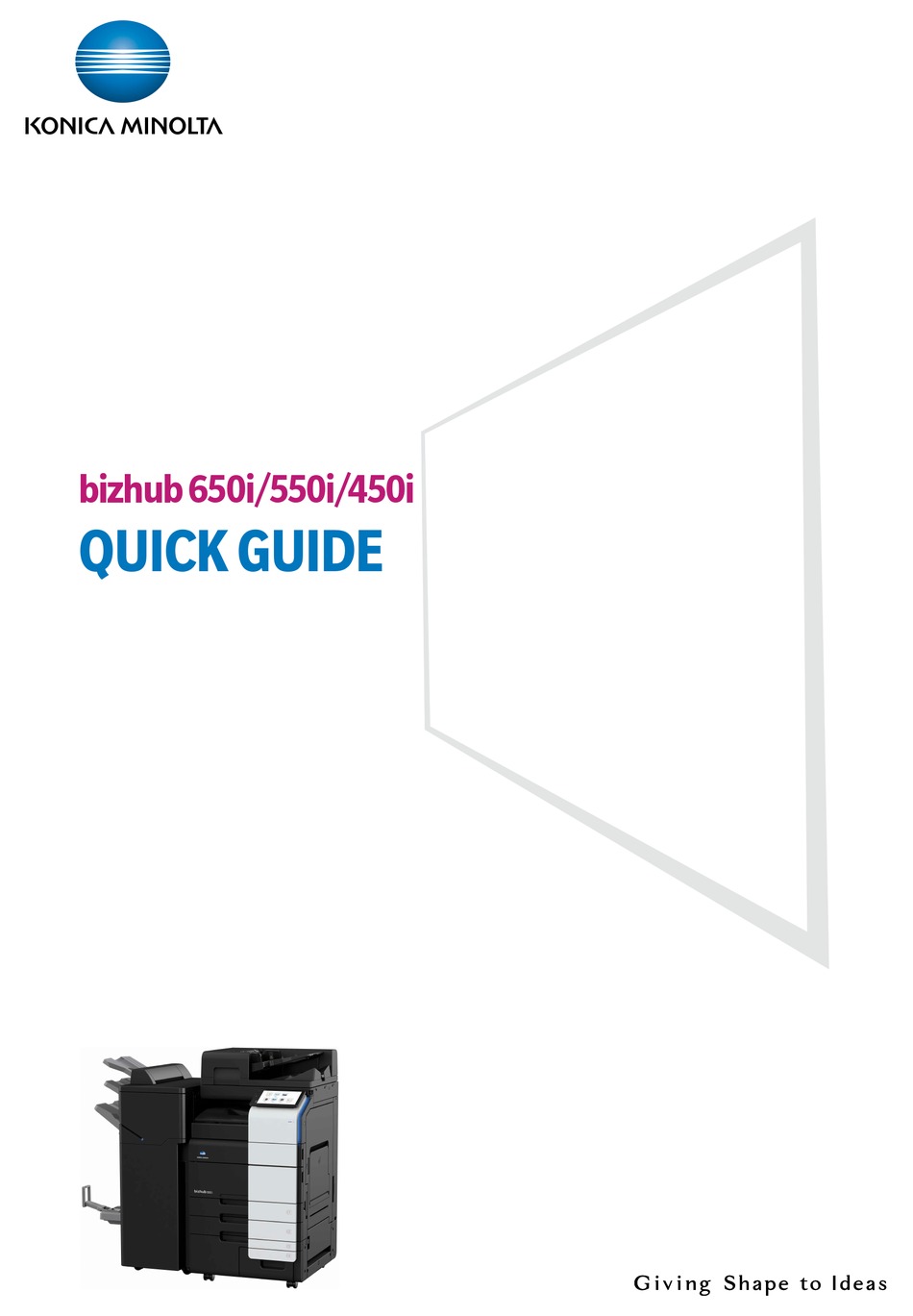KONICA MINOLTA BIZHUB 650I QUICK MANUAL Pdf Download ManualsLib