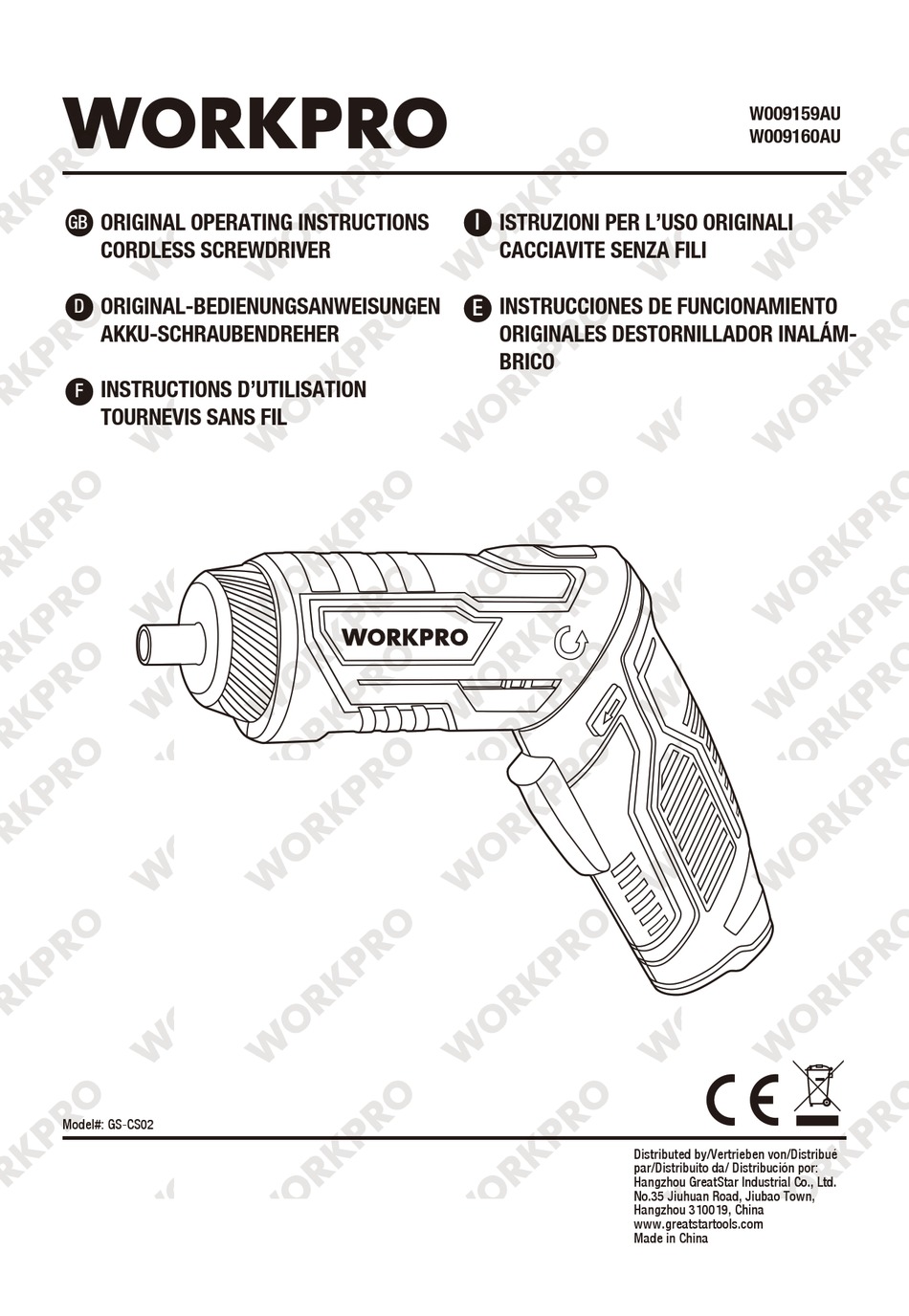 WORKPRO W009159AU ORIGINAL OPERATING INSTRUCTIONS Pdf Download ManualsLib
