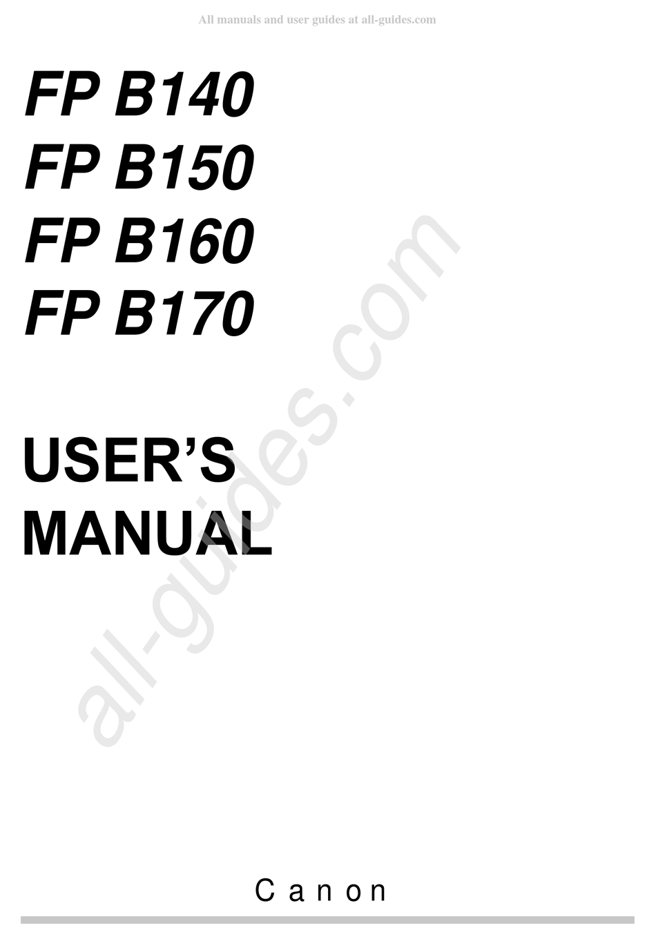 CANON FP B150 INSTRUCTION BOOK Pdf Download | ManualsLib