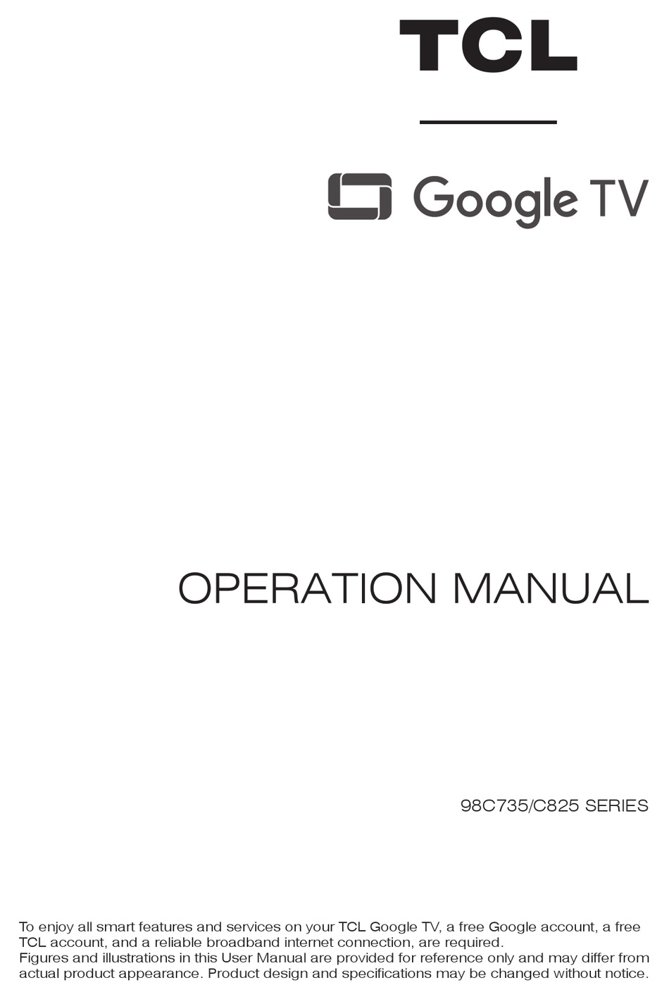 TCL GOOGLE TV 98C735 SERIES OPERATION MANUAL Pdf Download | ManualsLib
