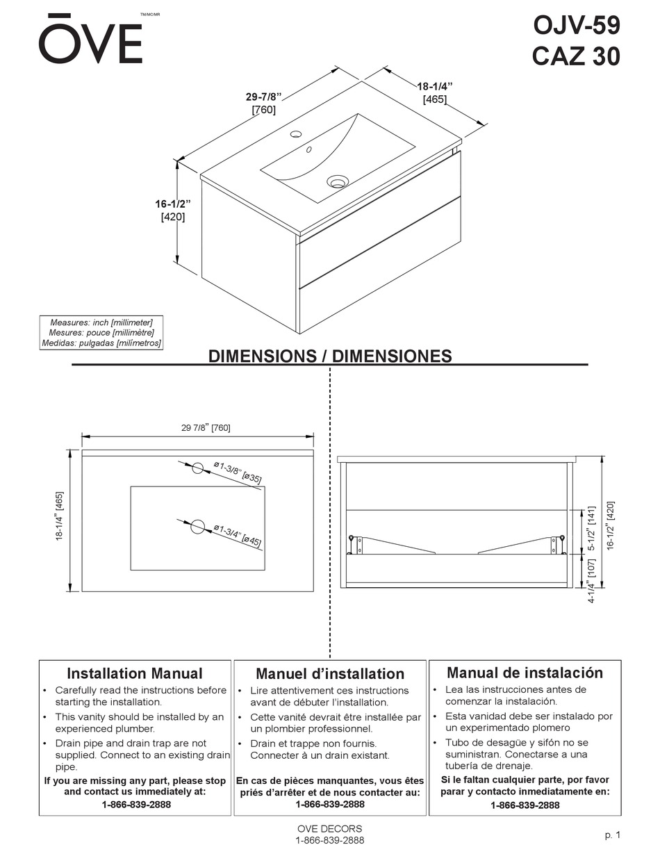 OVE OJV59 INSTALLATION INSTRUCTIONS MANUAL Pdf Download ManualsLib
