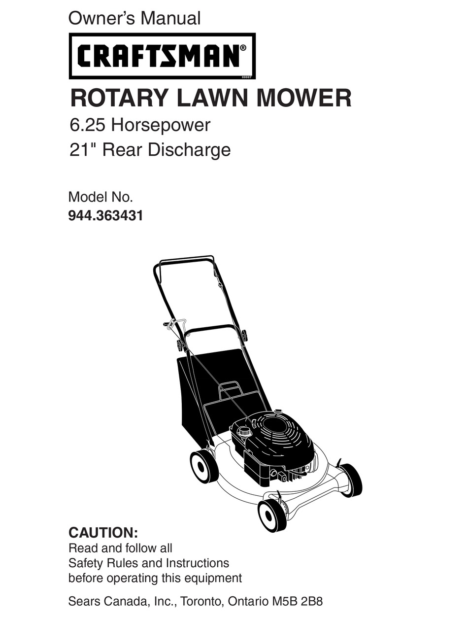 CRAFTSMAN 944.363431 OWNER'S MANUAL Pdf Download | ManualsLib