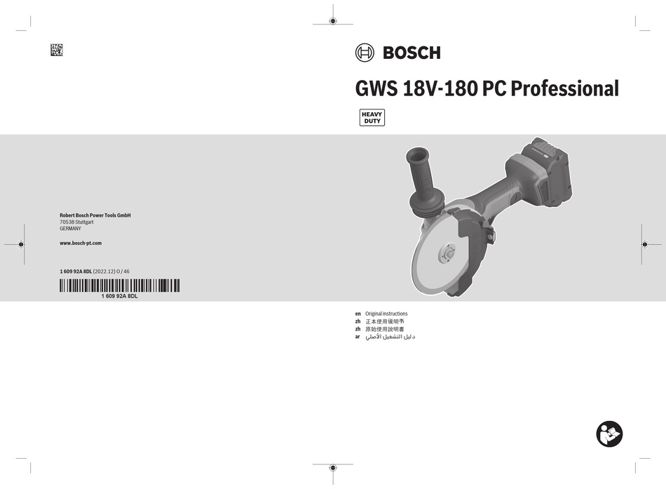 Bosch Professional Gws V Pc Original Instructions Manual Pdf Download Manualslib