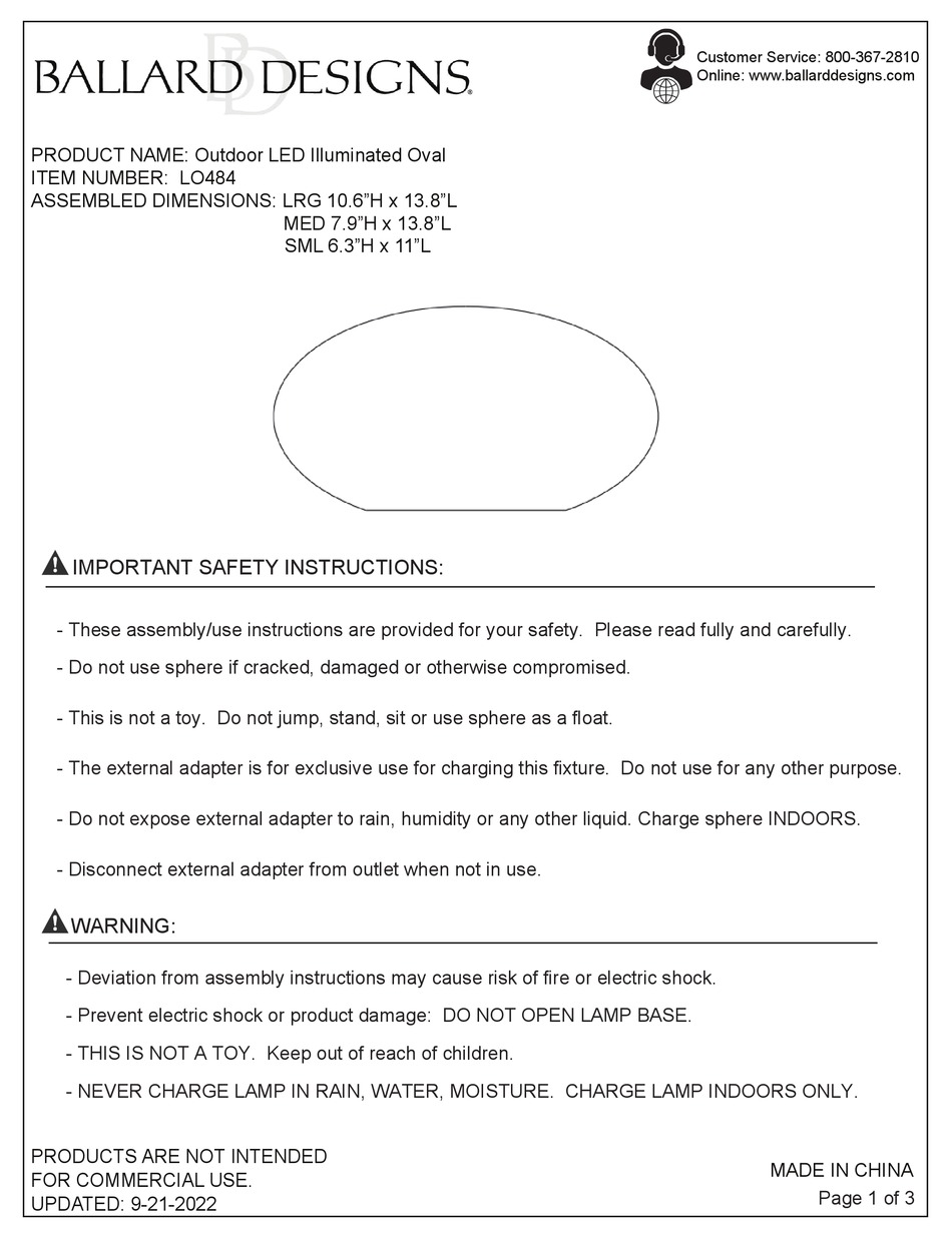 BALLARD DESIGNS LO484 MANUAL Pdf Download ManualsLib