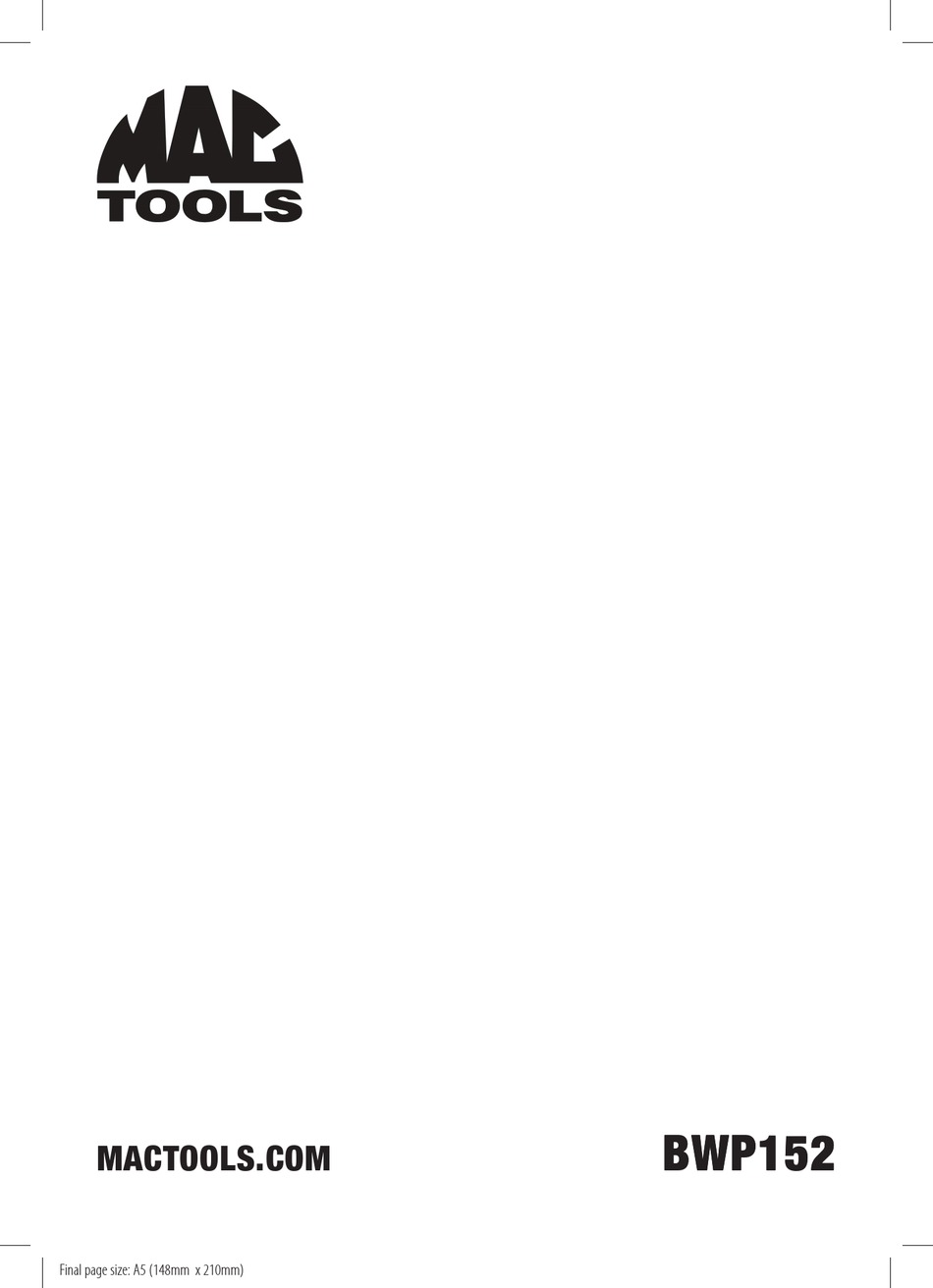 MAC TOOLS BWP152 ORIGINAL INSTRUCTIONS MANUAL Pdf Download ManualsLib