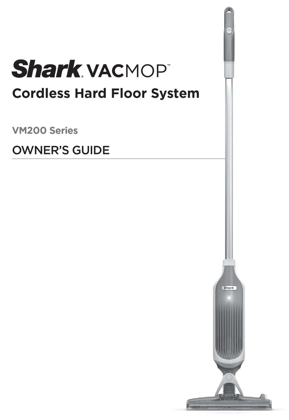 Shark VM, VC Series VACMOP Cordless Hard Floor Vacuum Mop Owner's Manual