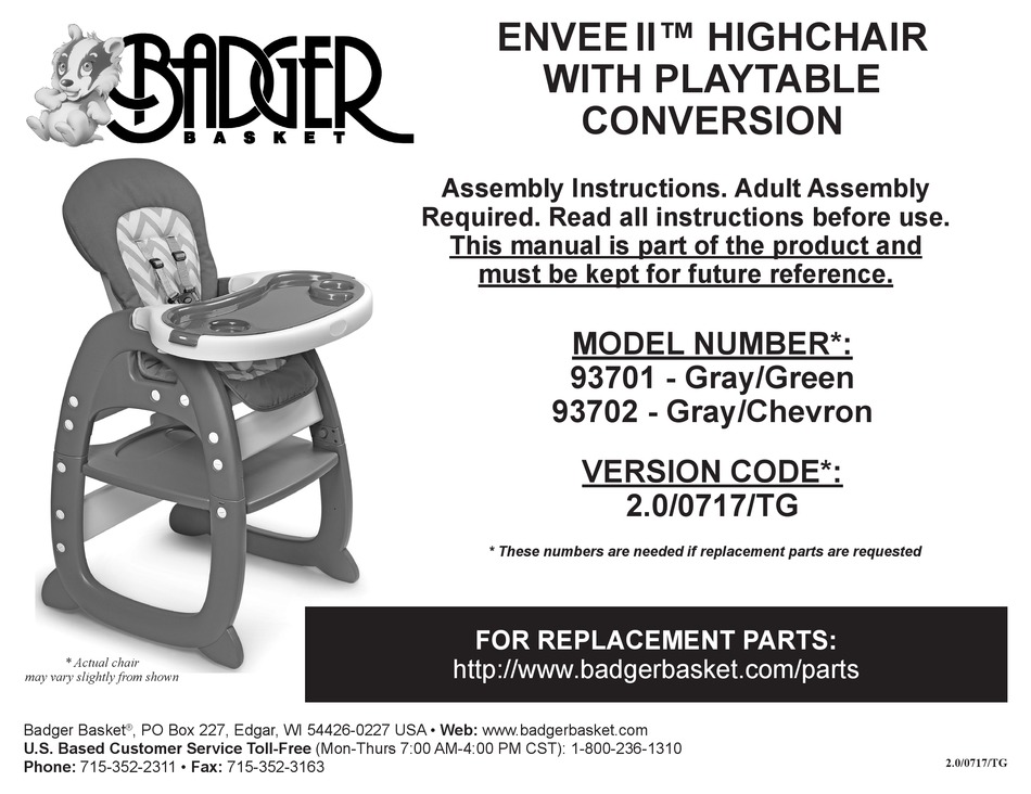 BADGER BASKET ENVEEII 93701 ASSEMBLY INSTRUCTIONS MANUAL Pdf Download