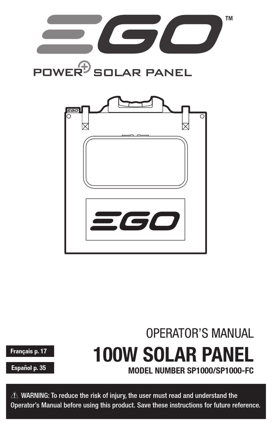 EGO POWER+ SP1000 OPERATOR'S MANUAL Pdf Download | ManualsLib