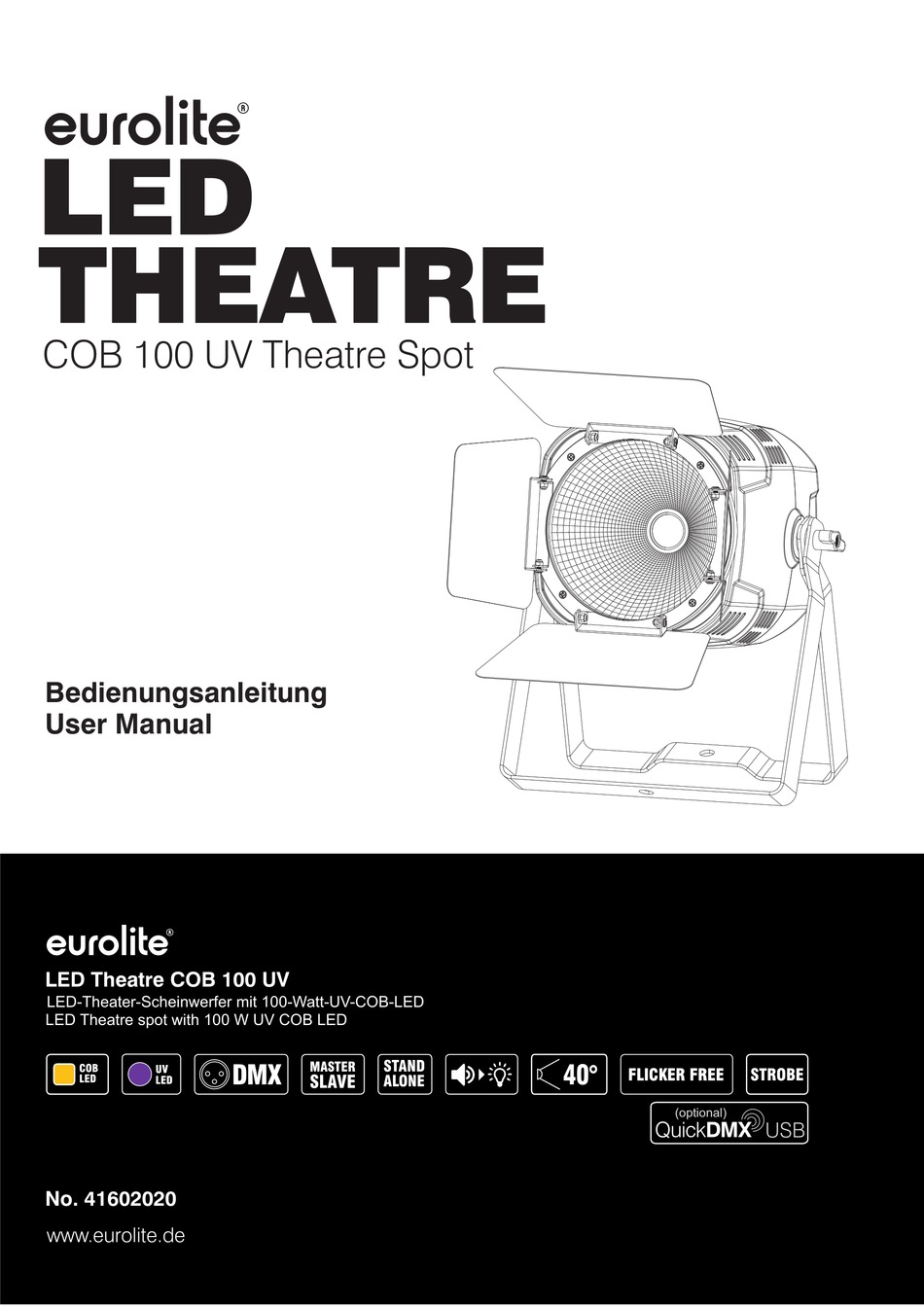 EUROLITE LED THEATRE COB 100 UV USER MANUAL Pdf Download | ManualsLib