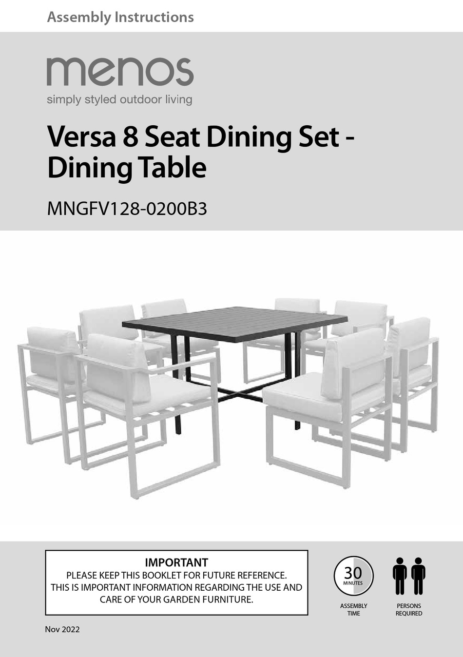 MENOS VERSA MNGFV1280200B3 ASSEMBLY INSTRUCTIONS MANUAL Pdf Download