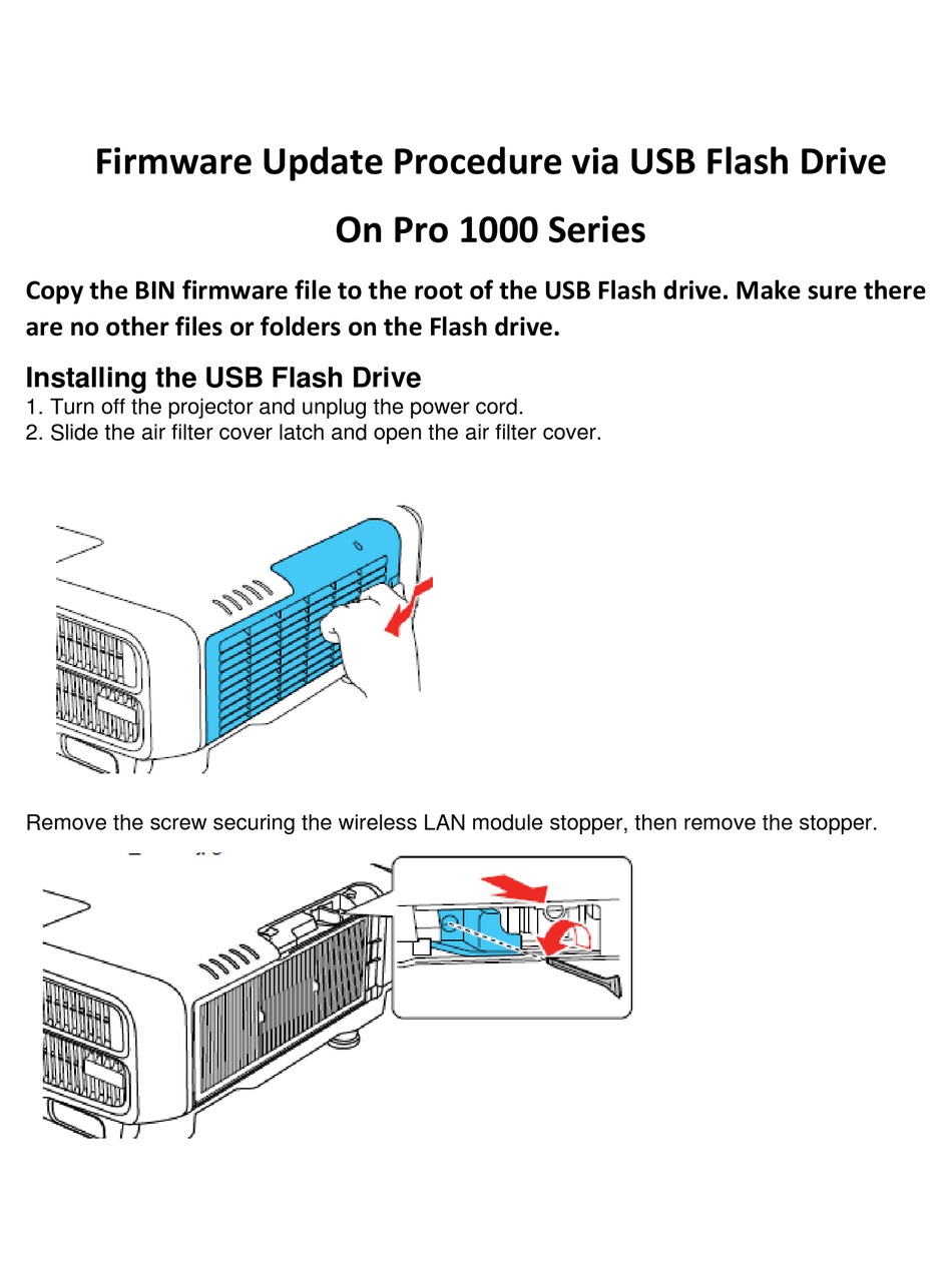 EPSON PRO 1000 SERIES FIRMWARE UPDATE PROCEDURE Pdf Download ManualsLib