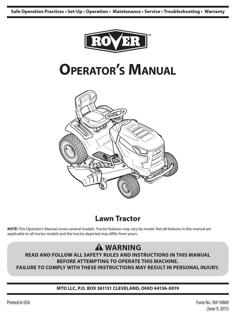 MTD ROVER 13APA1KS333 OPERATOR'S MANUAL Pdf Download | ManualsLib