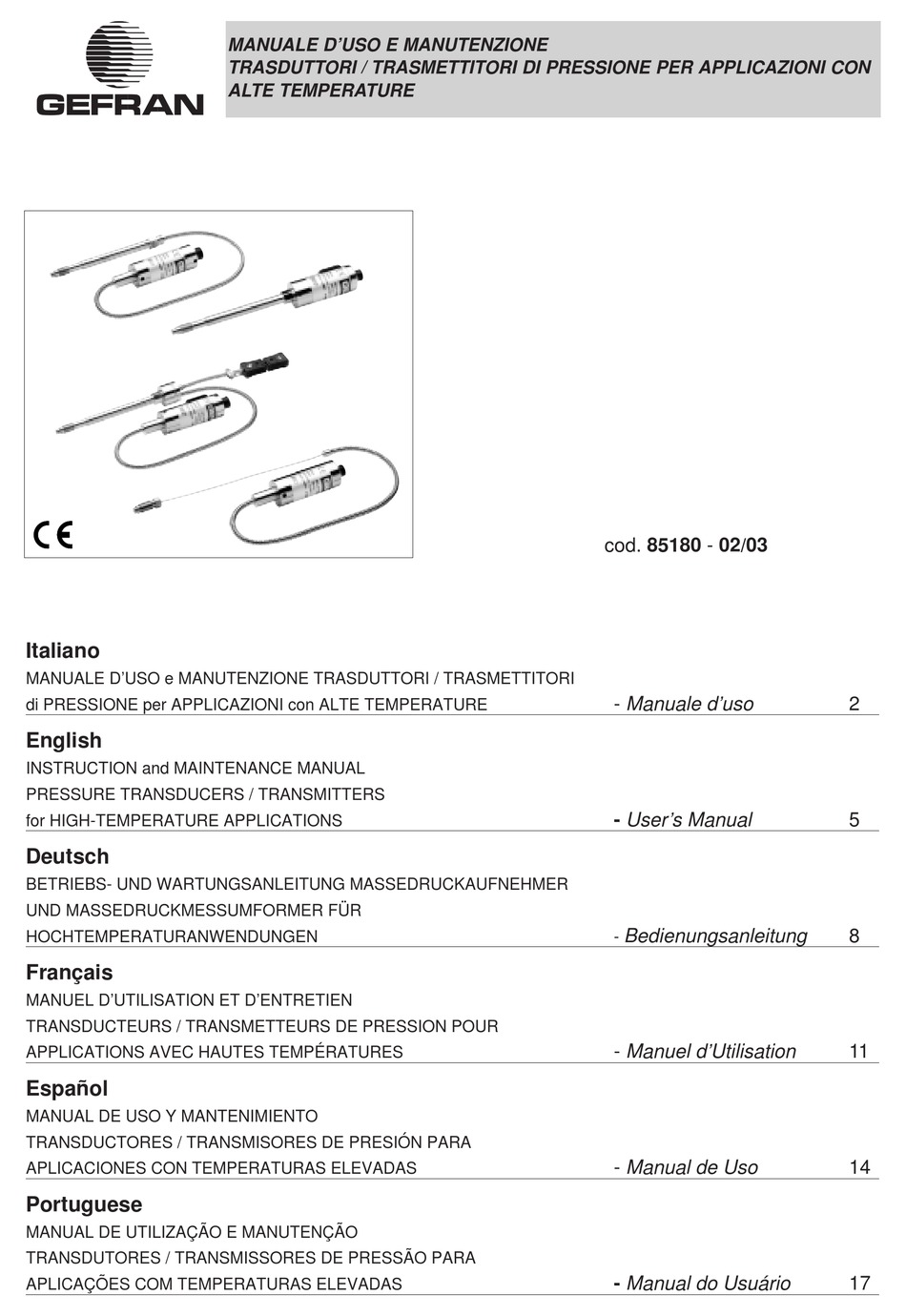 GEFRAN 85180 USER MANUAL Pdf Download ManualsLib