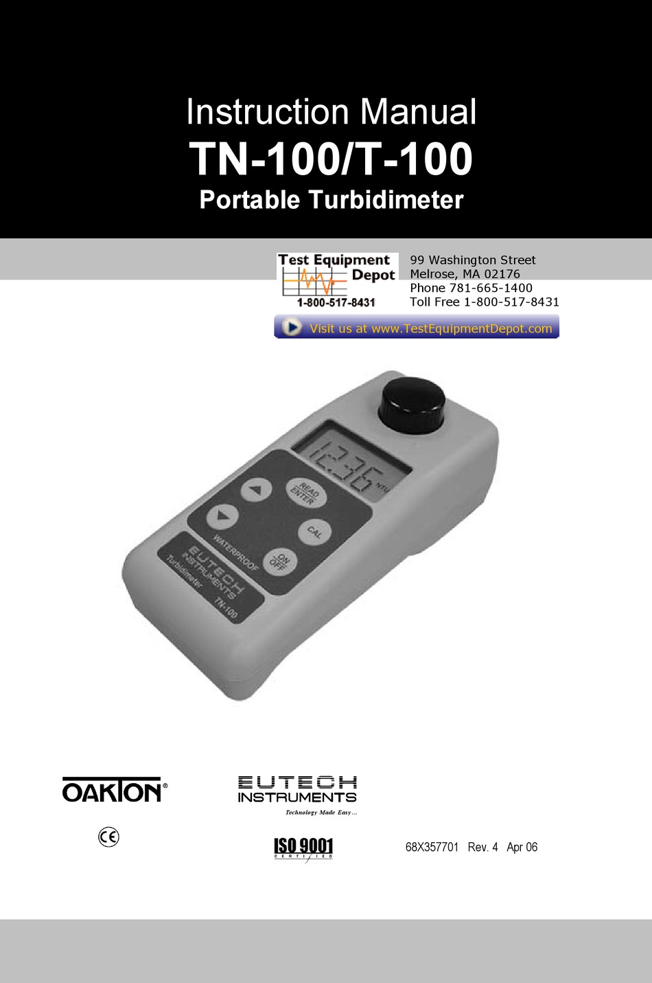 Eutech Instruments Oakton Tn Instruction Manual Pdf Download Manualslib