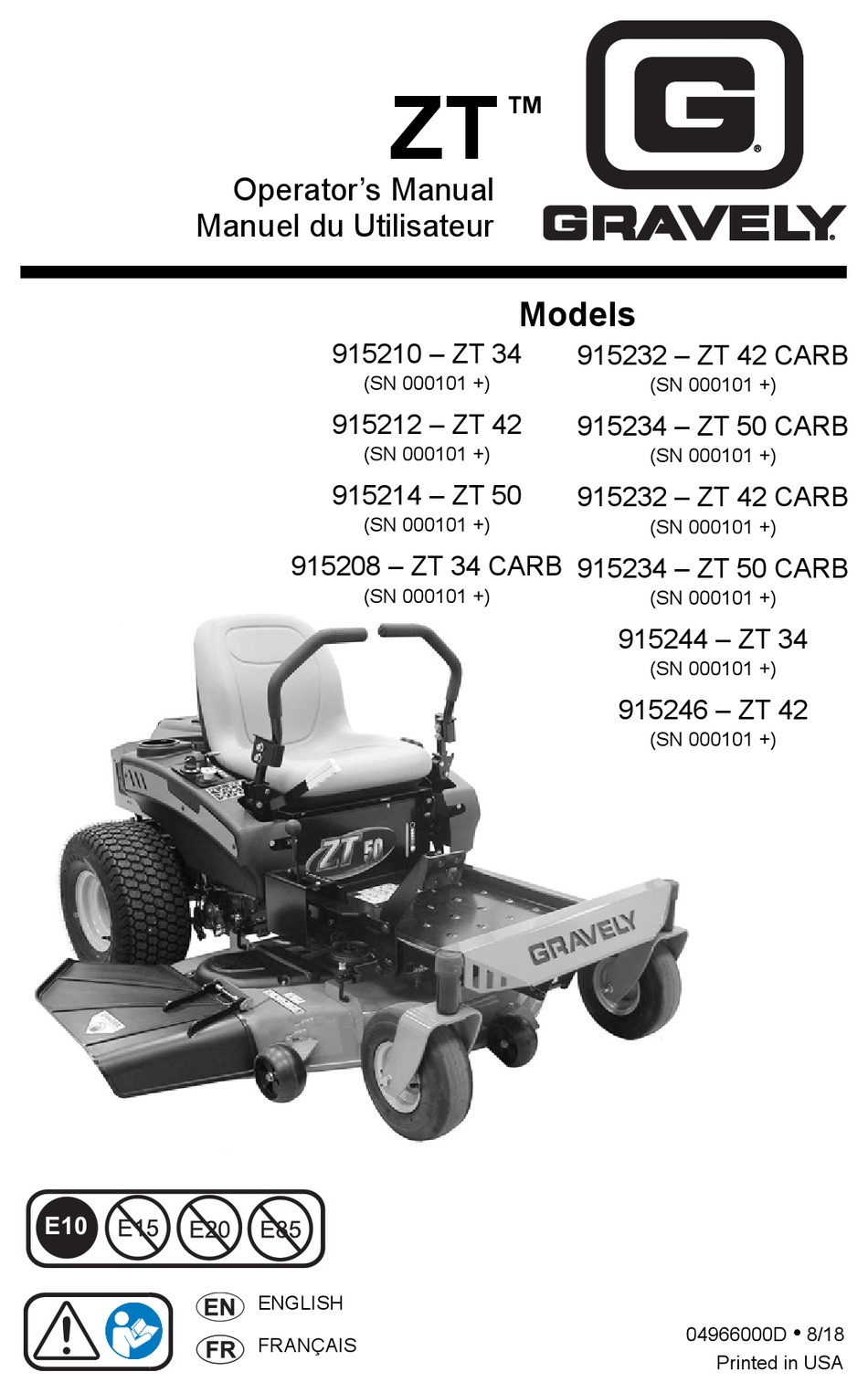 GRAVELY ZT 34 OPERATOR