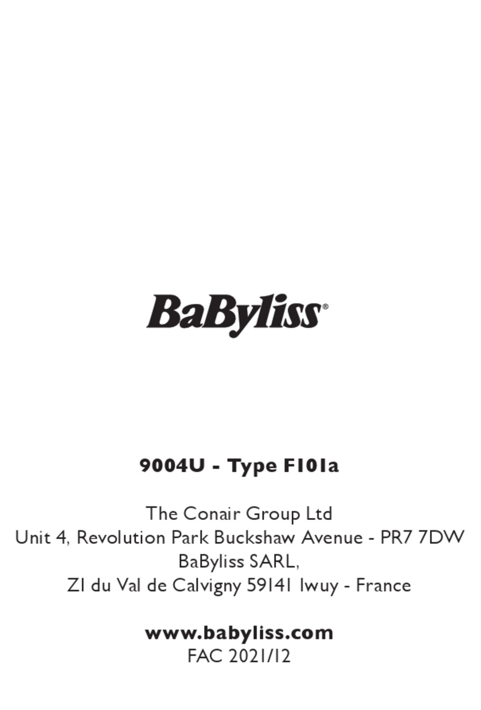 BABYLISS 9004U MANUAL Pdf Download ManualsLib   Babyliss 9004u 