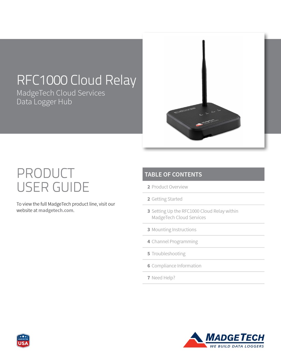 MADGETECH RFC1000 CLOUD RELAY USER MANUAL Pdf Download ManualsLib