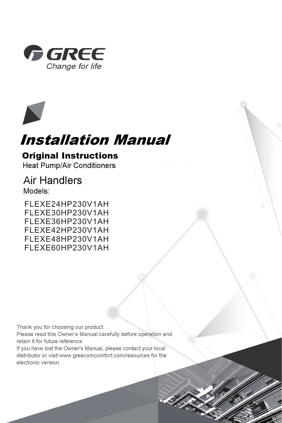 GREE FLEXE24HP230V1AH INSTALLATION MANUAL Pdf Download ManualsLib