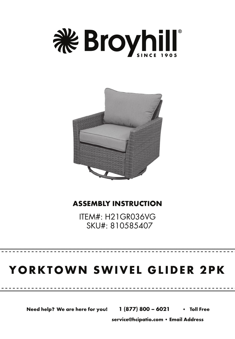 BROYHILL YORKTOWN H21GR036VG ASSEMBLY INSTRUCTION MANUAL Pdf Download