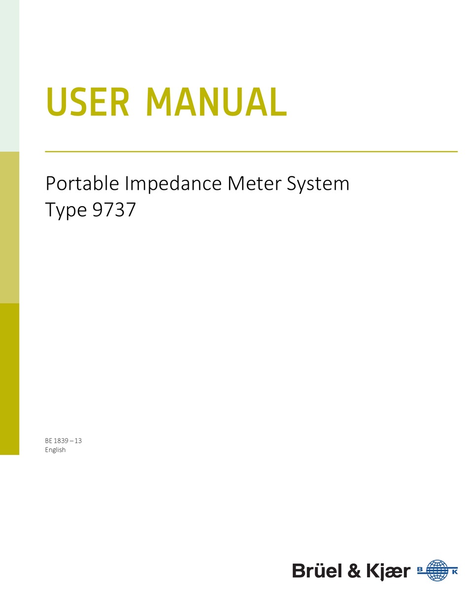 BRUEL & KJAER 9737 USER MANUAL Pdf Download | ManualsLib