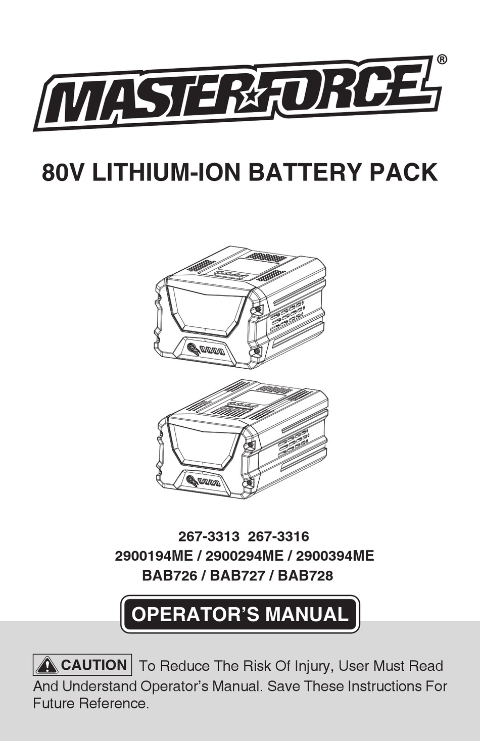 MASTERFORCE 2900194ME OPERATOR'S MANUAL Pdf Download ManualsLib